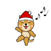 Shiba Inu character in Santa hat