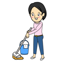 Woman cleaning with a mop