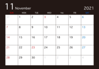 Black calendar for November 2021
