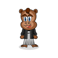 Monkey character with crested hakama