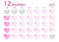 2021年12月的心形日历