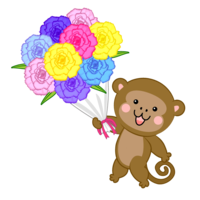 Monkey presenting a bouquet