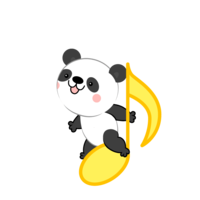 Musical notes and cute pandas