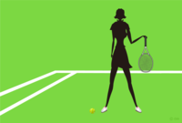 网球女子的剪影设计