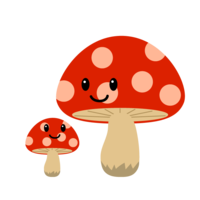 Cute red mushroom parent and child