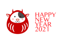 New Year's card of cute Dharma cow