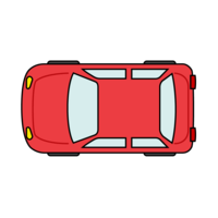Red car seen from above