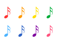 Sixteenth notes in colorful colors