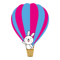 Rabbit riding on a balloon