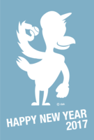 New Year's card of a bird playing baseball
