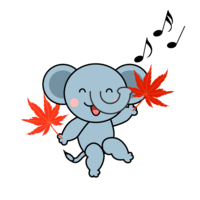 Autumn leaves and elephant characters