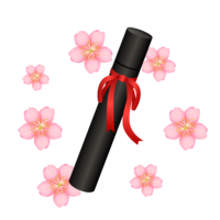 Diploma tube and cherry blossoms