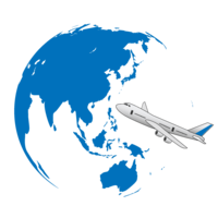Blue earth and overseas travel by plane
