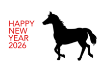 New Year's card of walking horse silhouette