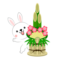 Cute rabbit and Kadomatsu
