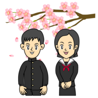 樱花盛开的中学生入学仪式