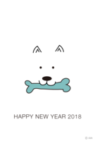 New Year's card of a white dog who loves bones