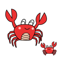 Parent and child crab character
