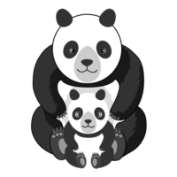 母亲和孩子熊猫
