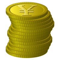 Japanese yen gold coins piled up