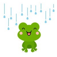 Frog character who is pleased with the rain