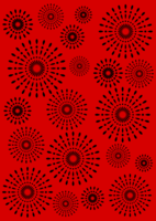Red wallpaper with fireworks pattern