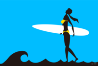 Graphic of a woman enjoying surfing