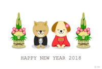 狗夫妇新年问候的贺年卡