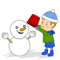Boy making a snowman