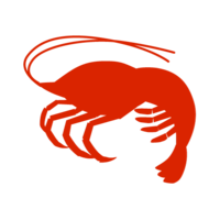 Shrimp with red silhouette