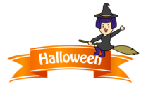 Halloween ribbon of girl witch