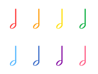 Colorful half note