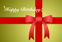 Birthday card with red ribbon