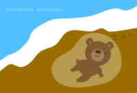 Hibernating bear in the cold