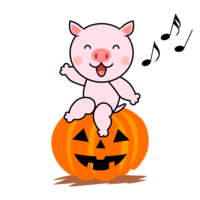 Halloween pumpkin and pig character