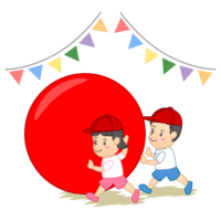 Rolling large balls of kindergarten athletic meet (Red group)