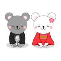 New Year greeting mouse couple in kimono