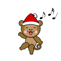 Monkey character in Santa hat