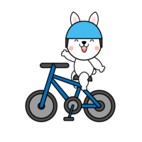 自転車に乗るウサギキャラクター