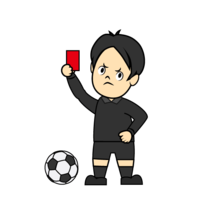 Soccer referee issuing a red card