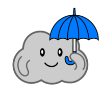 Cloud character holding an umbrella