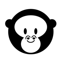 Black and white monkey character's face