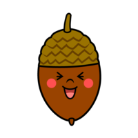 Acorn character with a big laugh