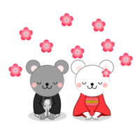 New Year greeting mouse couple and plum blossom