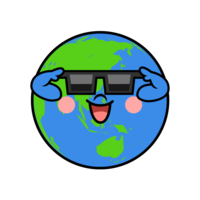 Earth character wearing sunglasses