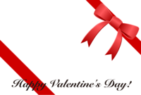 Valentine card with red ribbon