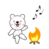 Polar bear character that bonfires