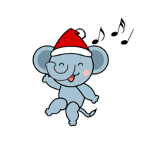 Santa hat elephant character