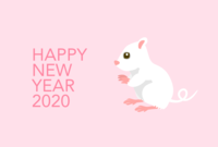 New Year's card of white mouse