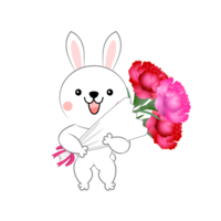 Rabbit presenting a bouquet